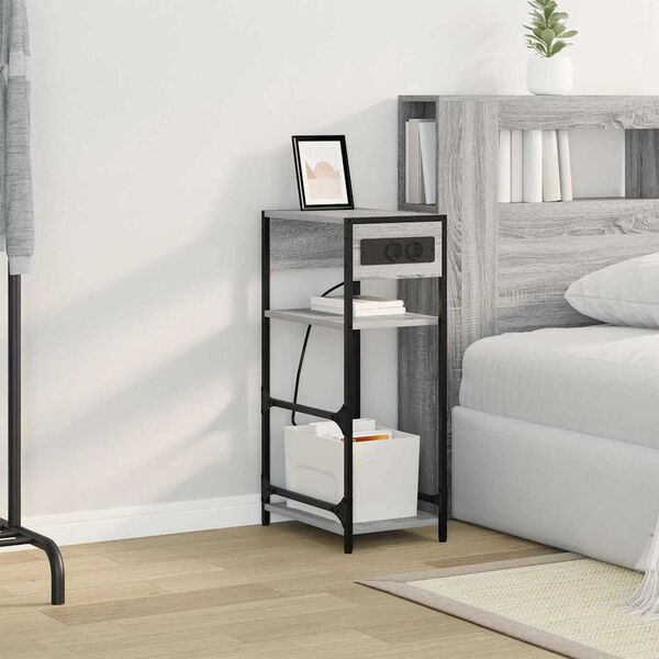 vidaXL Nočna omarica Siva Sonoma 40 x 27 x 76 cm Konstruiran les