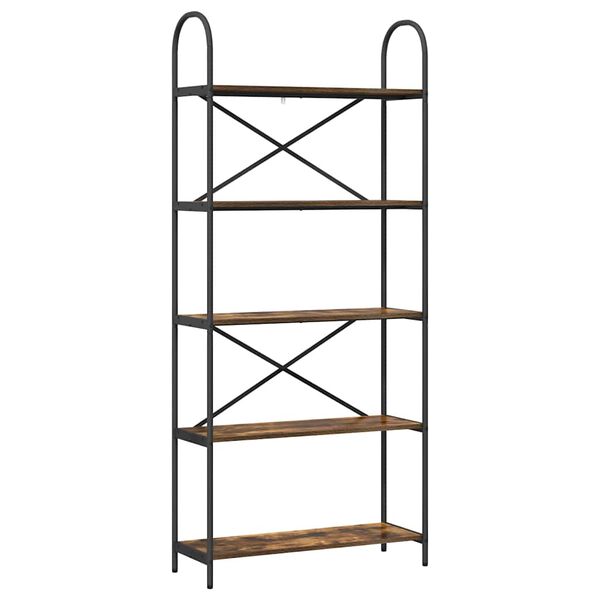 vidaXL Knjižna polica Dimljeni oreh 80 x 30 x 183 cm Konstruiran les