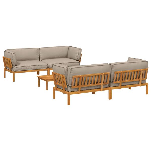 vidaXL Kavčna garnitura z blazino 5 pcs Taupe Masiven les akacije