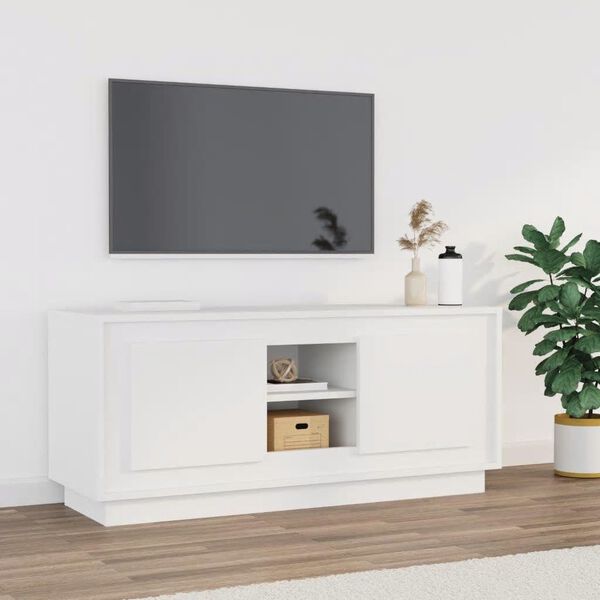 vidaXL TV omarica bela 102x35x45 cm inženirski les