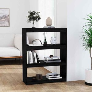 vidaXL Knjižna omara/pregrada črna 80x30x103,5 cm trdna borovina