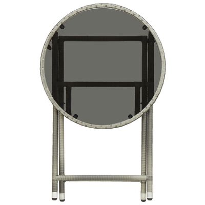 vidaXL Čajna mizica 60 cm poli ratan in kaljeno steklo