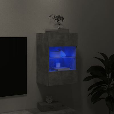 vidaXL Stenska TV omarica z LED lučkami betonsko siva 40x30x60,5 cm
