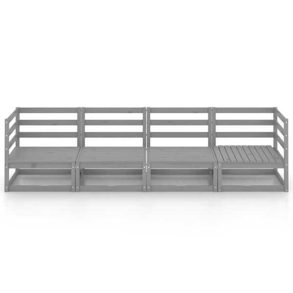 vidaXL Vrtni kavč &scaron;tirised siva trdna borovina