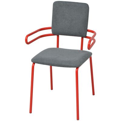 vidaXL Jedilni stoli 2 kosa rdeče in sivo blago