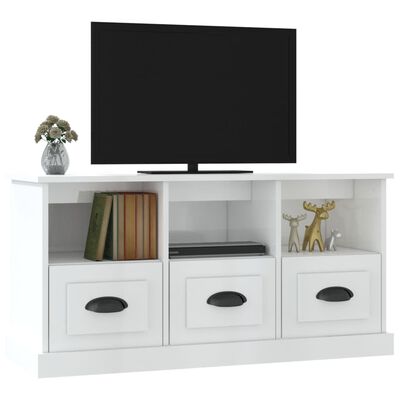 vidaXL TV omarica visok sijaj bela 100x35x50 cm inženirski les
