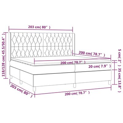 vidaXL Box spring postelja z vzmetnico krem 200x200 cm blago