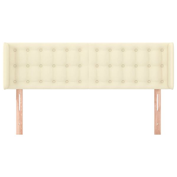 vidaXL Vzglavje z u&scaron;esi krem 147x16x78/88 cm umetno usnje