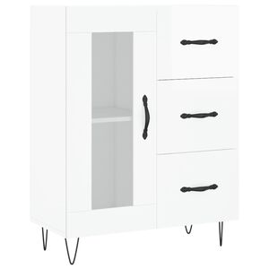 vidaXL Komoda visok sijaj bela 69,5x34x90 cm inženirski les