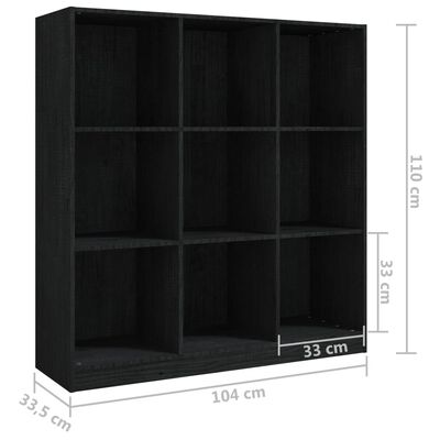 vidaXL Knjižna omara za razdelitev prostora črna 104x33,5x110 cm