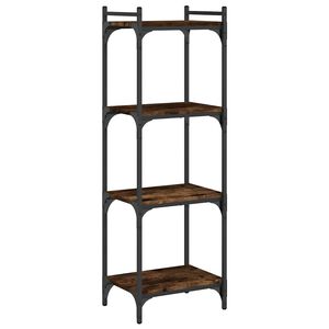 vidaXL Knjižna omara 4-nadstropna dimljen hrast 40x30x120 cm inž. les