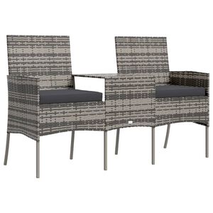 vidaXL Vrtni kavč dvosed s čajno mizico poli ratan antraciten