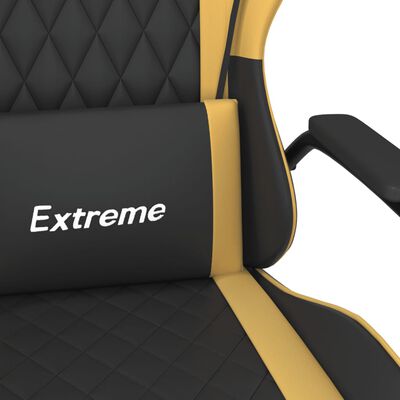 vidaXL Masažni gaming stol črno in zlato umetno usnje