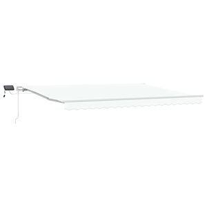 vidaXL Vlečna tenda Bela 450 &times; 300 cm Tkanina in aluminij