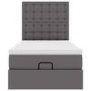 vidaXL Otomanski posteljni z vzmetnico siv 90x190 cm um. usnje