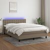 vidaXL Box spring postelja z vzmetnico LED taupe 140x200 cm blago
