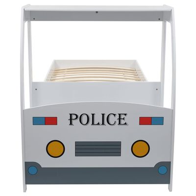 vidaXL Otroška postelja policijski avto z vzmetnico 90x200 cm