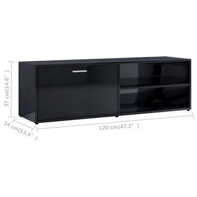 vidaXL TV omarica visok sijaj črna 120x34x37 cm iverna plošča