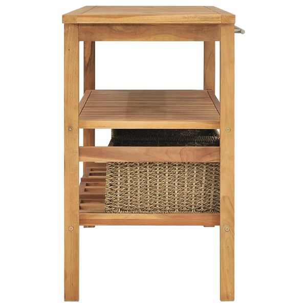 vidaXL Kopalniška toaletna omarica s 3 košarami tikovina 132x45x75 cm