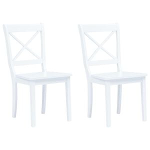 vidaXL Jedilni stoli 2 kosa beli trdni kavčukovec