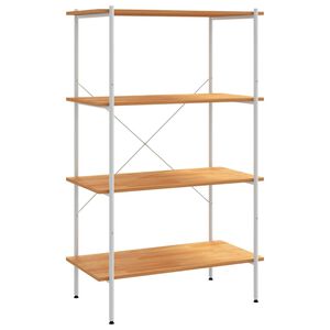 vidaXL 4-nadstropni regal s policami bel in hrast 80x40x130 cm