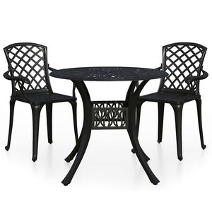 vidaXL Bistro garnitura 3-delna liti aluminij črna