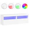vidaXL Stenske TV omarice z LED lučkami 2 kosa bela 60x30x40 cm