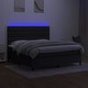 vidaXL Box spring postelja z vzmetnico LED črna 180x200 cm blago