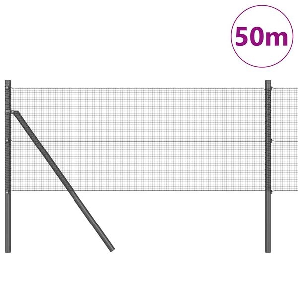 vidaXL Steber ograje. Siva 50 x 0,5 m (12 x 12 mm mreža) Jeklo in PVC