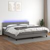 vidaXL Box spring postelja z vzmetnico LED temno siva 200x200 cm blago