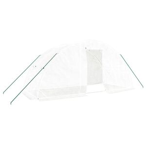 vidaXL Rastlinjak z jeklenim ogrodjem bel 10 m&sup2; 5x2x2,3 m