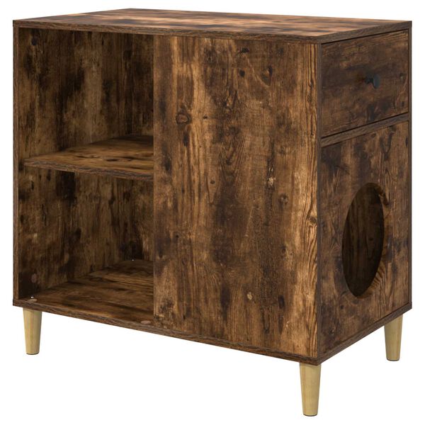 vidaXL Mačja hi&scaron;a Dimljeni oreh 72 x 42.5 x 70 cm Konstruiran les