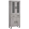 vidaXL Visoka komoda siva sonoma 69,5x34x180 cm inženirski les