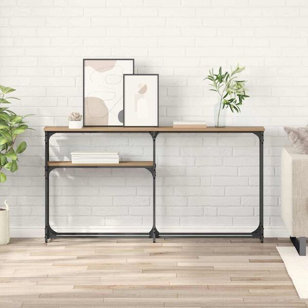 vidaXL Konzolnamizica Umetni hrast 145 x 22,5 x 75 cm Konstruiran les