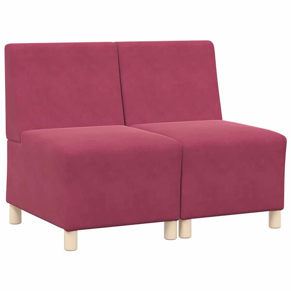 vidaXL Modularna sofa enota brez naslonov 2 pcs Vinorodna rdeča