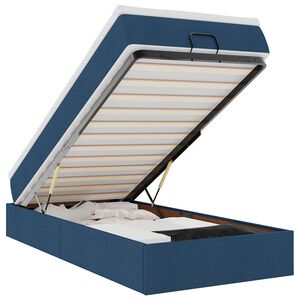 vidaXL Otomanski posteljni okvir z vzmetnico moder 100x200 cm blago