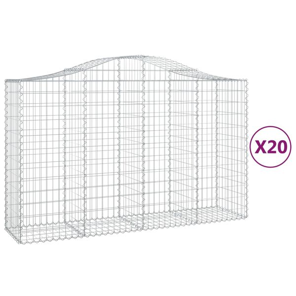 vidaXL Obokane gabion ko&scaron;are 20 kosa 200x50x120/140cm pocinkano železo