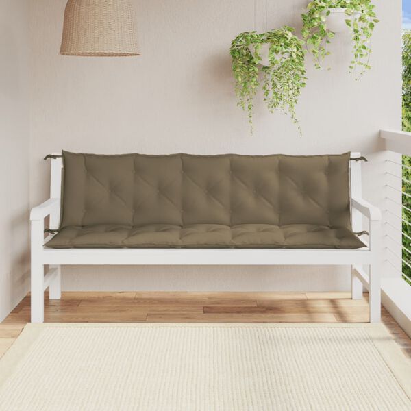 vidaXL Blazina za vrtno klop 2 kosa melanž taupe 180x50x7 cm blago