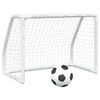 vidaXL Otro&scaron;ki nogometni gol 2 kosa z žogo bela 64x35x48 cm kovina