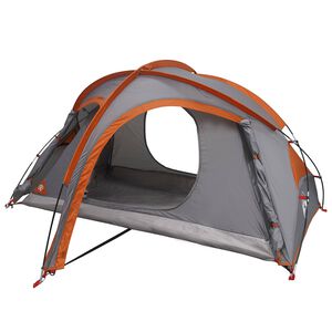vidaXL Trekking &scaron;otor z vodoodporno prevleko 2-osebni Siva in oranžna