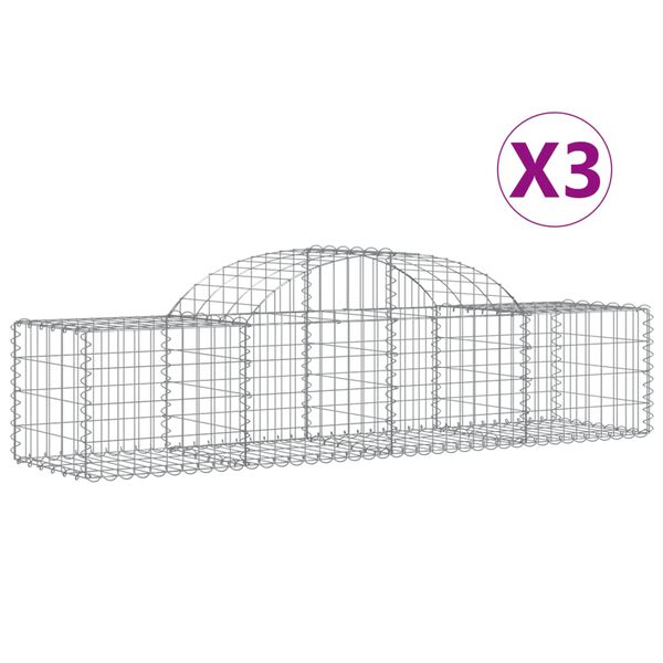 vidaXL Obokane gabion košare 3 kosi 200x50x40/60 cm pocinkano železo