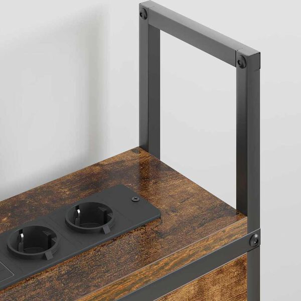 vidaXL Headboard za shranjevanje z postajo za polnjenje Dimljeni hrast