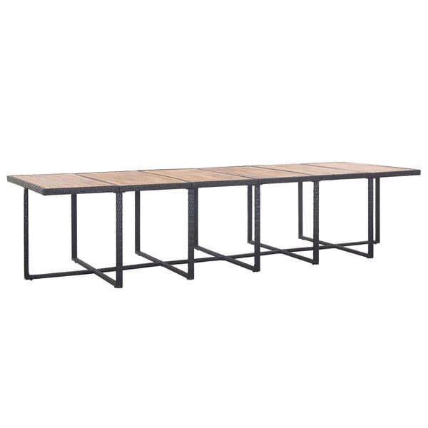 vidaXL Zunanja jedilna garnitura z blazinami 17-delna poli ratan črna