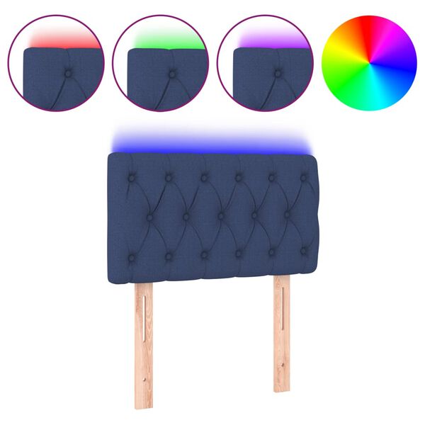 vidaXL LED posteljno vzglavje modro 80x7x78/88 cm blago