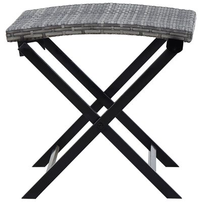 vidaXL Zložljiv stolček iz poli ratana siv