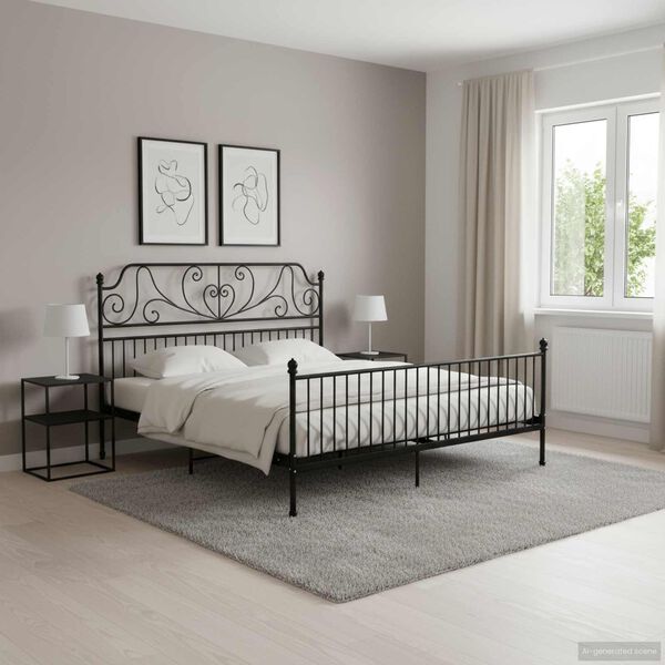 vidaXL Posteljni okvir črn kovinski 180x200 cm