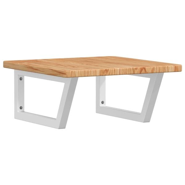 vidaXL Stenska polica za umivalnik jeklo in trdna hrastovina