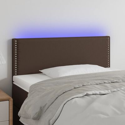 vidaXL LED posteljno vzglavje rjavo 90x5x78/88 cm umetno usnje