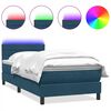 vidaXL Box spring postelja z vzmetnico LED Temno modra 100x220 cm Velvet