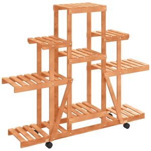 vidaXL Stojalo za rastline s kolesi 110x25x101 cm trden les jelke